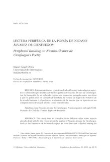 Lectura periférica de la poesía de Nicasio Álvarez de Cienfuegos