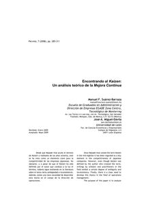 Encontrando al Kaizen : un análisis teórico de la mejora continua