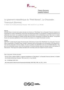 Le gisement mésolithique du Petit Marais, La Chaussée-Tirancourt (Somme) - article ; n°2 ; vol.92, pg 249-260