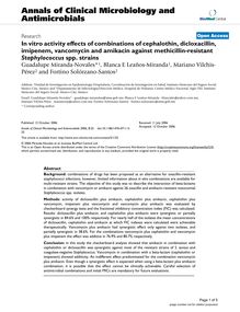 In vitro activity effects of combinations of cephalothin, dicloxacillin, imipenem, vancomycin and amikacin against methicillin-resistant Staphylococcusspp. strains
