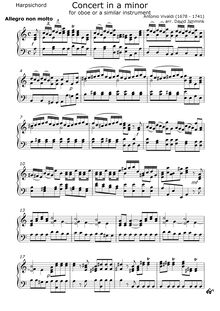Partition clavecin , partie, hautbois Concerto en A minor, A minor