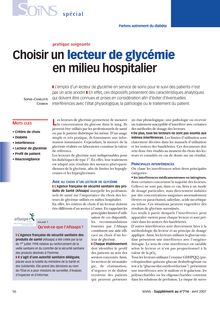 Choisir un lecteur de glycémie en milieu hospitalier : Revue Soins supplément au N°714 30/04/2007