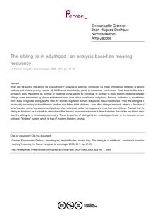 The sibling tie in adulthood : an analysis based on meeting frequency - article ; n°1 ; vol.43, pg 41-65