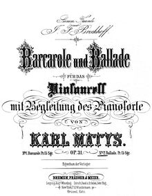 Partition de piano et partition de violoncelle, Barcarole et Ballade