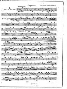 Partition basson, Quintuor I en Mi mineur, Op.88 No.1, Wind Quintet No.1, Op.88 No.1 par Anton Reicha