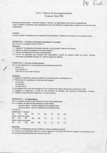 Algorithmique et programmation : niveau I 1998 Tronc Commun Université de Technologie de Belfort Montbéliard