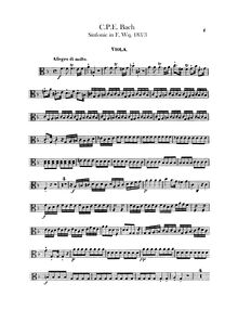 Partition altos, Symphony No. 3, F Major, Bach, Carl Philipp Emanuel