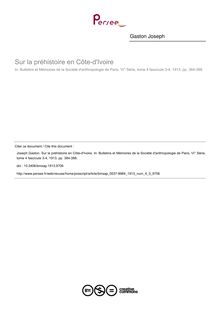 Sur la préhistoire en Côte-d Ivoire - article ; n°3 ; vol.4, pg 384-388