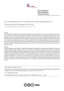 Les conséquences du vieillissement démographique sur l épargne des ménages en France - article ; n°1 ; vol.16, pg 51-77