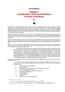 Préface à « Introduction à l Économie Politique » de Rosa Luxemburg
