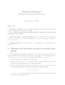 Examen de Physique I Relativité et Mécanique Quantique 1 Théorème ...