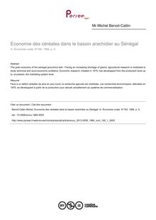 Economie des céréales dans le bassin arachidier au Sénégal - article ; n°1 ; vol.162, pg 5-5