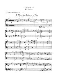 Partition Trombone 1/2 (ténor, basse clef, plus basse clef alternate), pour Planets, Op.32
