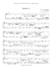 Partition Psalm 15, Psalm Bearbeitungen fuer orgel 1659, Noordt, Anthoni van