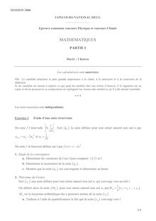 Mathématiques commune 2006 Concours National DEUG
