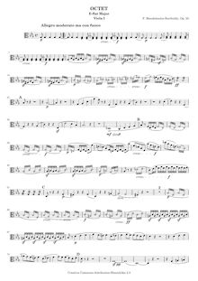 Partition viole de gambe 1, Octet pour cordes en E♭, Op.20, E♭ major