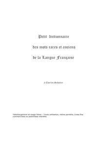 Dictionnaire des mots rares et anciens (francais)