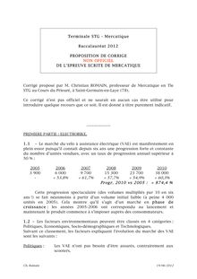 Bac 2012 STG Mercatique Corrige