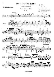 Score, Variations on ‘God Save pour King’, Op.9, Paganini, Niccolò