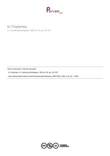 Tropismes - compte-rendu ; n°1 ; vol.30, pg 321-327