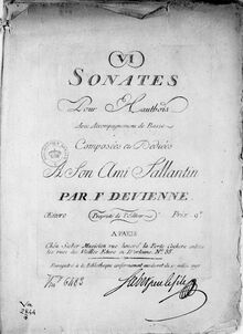 Partition complète, 3 sonates pour hautbois et Continuo, VI Sonates pour Hautbois et Basse