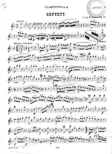 Partition clarinette (B♭), Septet, Beethoven, Ludwig van