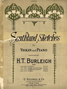 Partition couverture couleur, Southland sketches, Burleigh, Harry Thacker