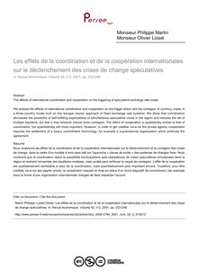 Les effets de la coordination et de la coopération internationales sur le déclenchement des crises de change spéculatives - article ; n°2 ; vol.52, pg 233-248
