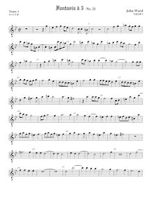 Partition Tenor1 viole de gambe, octave aigu clef, fantaisies pour violes de gambe par John Ward