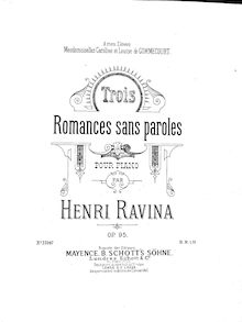 Partition de piano, 3 Roamces sans paroles, Ravina, Jean Henri