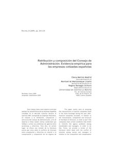 Retribución y composición del Consejo de Administración : evidencia empírica para las empresas cotizadas españolas