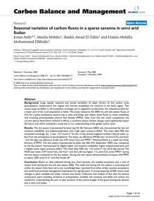 Seasonal variation of carbon fluxes in a sparse savanna in semi arid Sudan