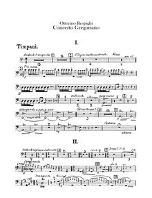 Partition timbales, Concerto Gregoriano, Respighi, Ottorino