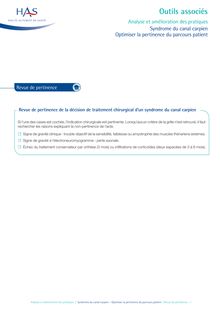 Syndrome du canal carpien  Optimiser la pertinence du parcours patient - Outils9 SCC Revue pertinence