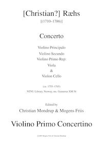 Partition violon solo, Concerto, D major, Ræhs, Christian