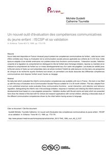 Un nouvel outil d évaluation des compétences communicatives du jeune enfant : I ECSP et sa validation - article ; n°2 ; vol.48, pg 173-178