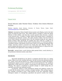 Sexual selection under parental choice: Evidence from sixteen historical societies