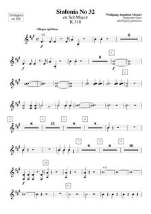Partition trompettes  1, 2 (en B♭), Symphony No.32, Overture, G major