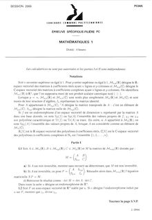 Mathématiques 1 2000 Classe Prepa PC Concours Instituts Nat. Polytechniques (INP - ENSI)