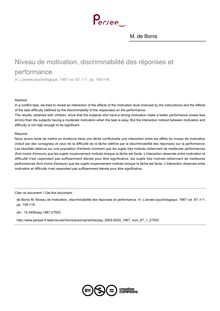 Niveau de motivation, discriminabilité des réponses et performance - article ; n°1 ; vol.67, pg 109-118