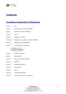 STARPASS Conditions Générales d Utilisation