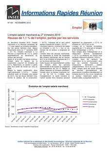 Lemploi salarié marchand au 2e trimestre 2010 à La Réunion : Hausse de 1,1 % de lemploi, portée par les services