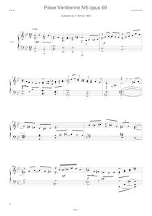 Partition , Epitaphe du 13 février 1883, Venitian pièces, Op.69