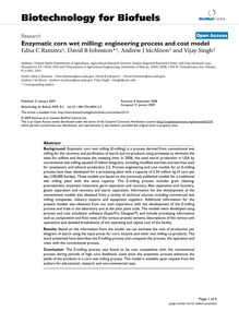 Enzymatic corn wet milling: engineering process and cost model