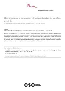Recherches sur la composition héraldique dans l art du Ier siècle av. J.-C. - article ; n°1 ; vol.85, pg 163-195