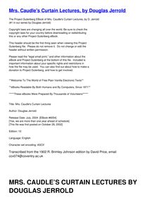 Mrs. Caudle s Curtain Lectures