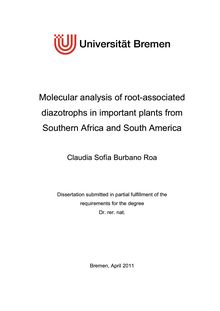 Molecular analysis of root-associated diazotrophs in important plants from Southern Africa and South America [Elektronische Ressource] / Claudia Sofía Burbano Roa