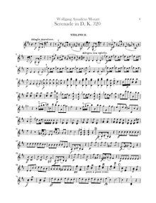Partition violons II, Serenade, Serenade No.9 ; Posthorn Serenade
