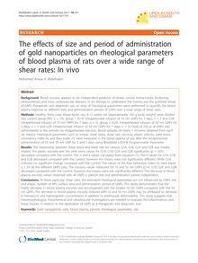 The effects of size and period of administration of gold nanoparticles on rheological parameters of blood plasma of rats over a wide range of shear rates: In vivo