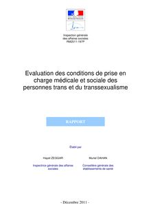 Evaluation des conditions de prise en charge médicale et sociale des personnes trans et du transsexualisme